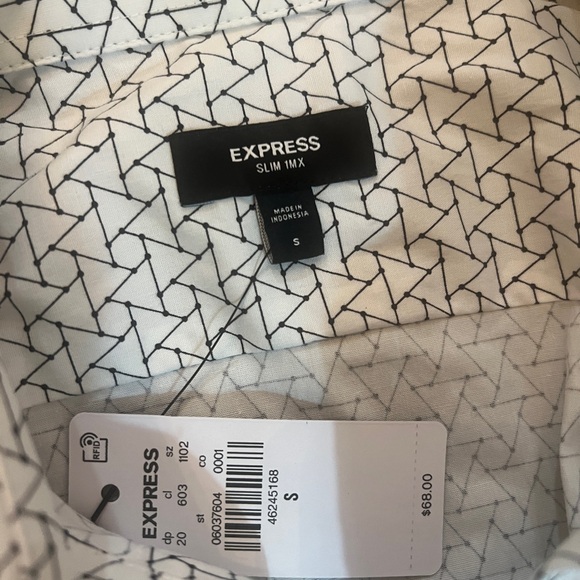 Express Men's White Patterned Shirt Brand New with Tags Slim Fit - Picture 2 of 4